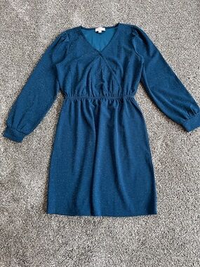 LOFT Teal V-Neck Dress